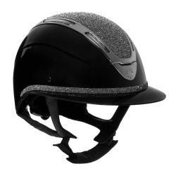 Casco da donna Equestro Apocalypse con calotta lucida con strass EN 1384-2023 Nero / canna di fucile Grigio
