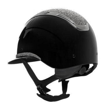 Casco da donna Equestro Apocalypse con calotta lucida con strass EN 1384-2023 Nero / canna di fucile Grigio