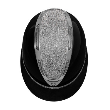 Casco da donna Equestro Apocalypse con calotta lucida con strass EN 1384-2023 Nero / canna di fucile Grigio