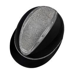 Casco da donna Equestro Apocalypse con calotta lucida con strass EN 1384-2023 Nero / canna di fucile Grigio