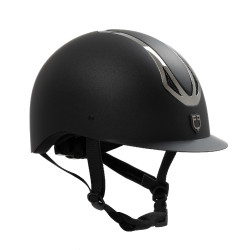 Casco Equestro unisex Azael con rotella posteriore con EN 1384-2023 Nero / canna di fucile Grigio