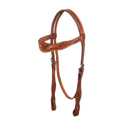 Briglia western McBryan con incisioni floreali Nocciola Marrone