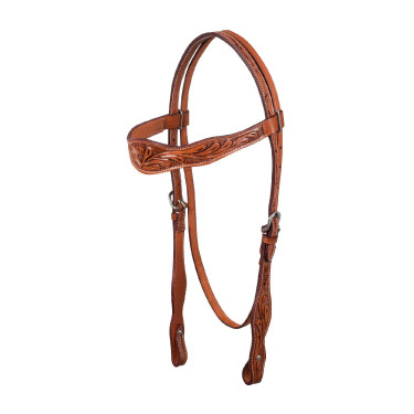 Briglia western McBryan con incisioni floreali Nocciola Marrone