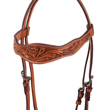 Briglia western McBryan con incisioni floreali Nocciola Marrone