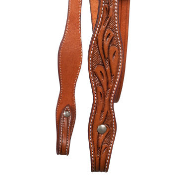 Briglia western McBryan con incisioni floreali Nocciola Marrone