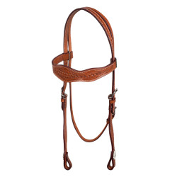 Briglia western McBryan basket tooling Oliato Marrone