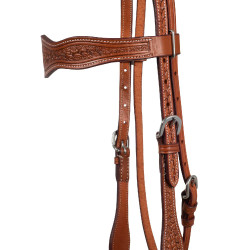 Briglia western McBryan basket tooling Oliato Marrone