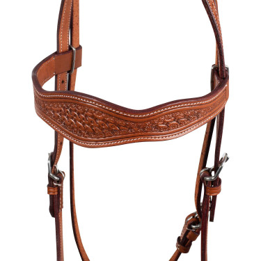 Briglia western McBryan basket tooling Oliato Marrone