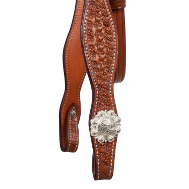 Briglia western McBryan basket tooling Oliato Marrone