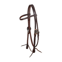 Briglia western Lakota con fibbie decorative in argento Oliato Marrone