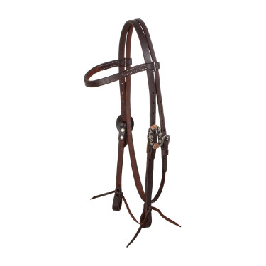 Briglia western Lakota con fibbie decorative in argento Oliato Marrone