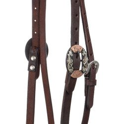 Briglia western Lakota con fibbie decorative in argento Oliato Marrone