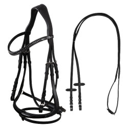 Briglia Supreme Hemelite da dressage con redini in gomma Nero Briglia Supreme Hemelite da dressage con redini in gomma Nero