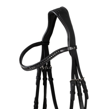 Briglia Supreme Hemelite da dressage con redini in gomma Nero Briglia Supreme Hemelite da dressage con redini in gomma Nero
