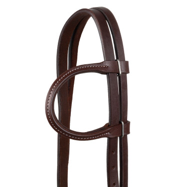 Briglia one-ear Pool’s in ottone con sottogola Oliato Marrone
