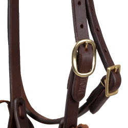 Briglia one-ear Pool’s in ottone con sottogola Oliato Marrone