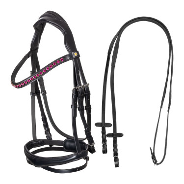 Filet Equestro anatomico con pietre fucsia Nero Filet Equestro anatomico con pietre fucsia Nero