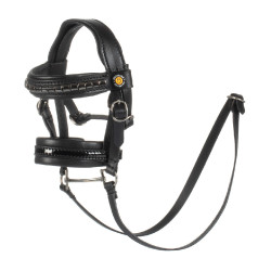 Filet in pelle Equestro per cavallo giocattolo con borchie argentate Nero