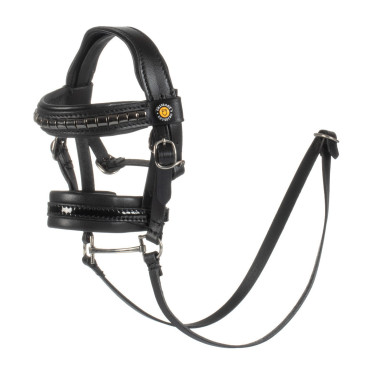 Filet in pelle Equestro per cavallo giocattolo con borchie argentate Nero