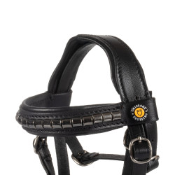 Filet in pelle Equestro per cavallo giocattolo con borchie argentate Nero