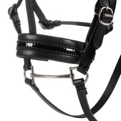 Filet in pelle Equestro per cavallo giocattolo con borchie argentate Nero