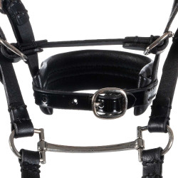Filet in pelle Equestro per cavallo giocattolo con borchie argentate Nero