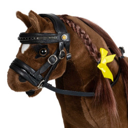 Filet in pelle Equestro per cavallo giocattolo con borchie argentate Nero