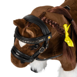 Filet in pelle Equestro per cavallo giocattolo con borchie argentate Nero