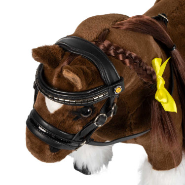 Filet in pelle Equestro per cavallo giocattolo con borchie argentate Nero