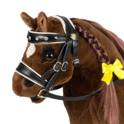 Briglia in cuoio Equestro con strass per cavallo giocattolo Nero Briglia in cuoio Equestro con strass per cavallo giocattolo Nero