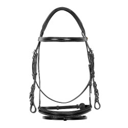 Testiera da salto Equestro in cuoio inglese Nero Testiera da salto Equestro in cuoio inglese Nero
