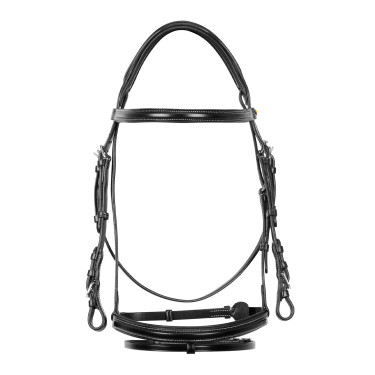 Testiera da salto Equestro in cuoio inglese Nero Testiera da salto Equestro in cuoio inglese Nero