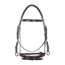 Testiera da salto Equestro in cuoio inglese Marrone scuro Testiera da salto Equestro in cuoio inglese Marrone scuro
