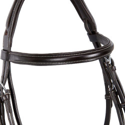Testiera da salto Equestro in cuoio inglese Marrone scuro Testiera da salto Equestro in cuoio inglese Marrone scuro