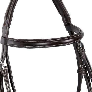 Testiera da salto Equestro in cuoio inglese Marrone scuro Testiera da salto Equestro in cuoio inglese Marrone scuro