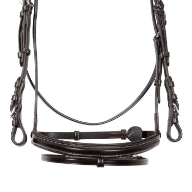 Testiera da salto Equestro in cuoio inglese Marrone scuro Testiera da salto Equestro in cuoio inglese Marrone scuro