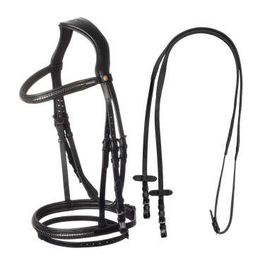 Briglia inglese Equestro nera in pelle Nero Briglia inglese Equestro nera in pelle Nero
