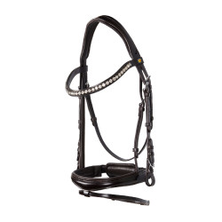 Briglia inglese Equestro in pelle con strass nuova Marrone scuro