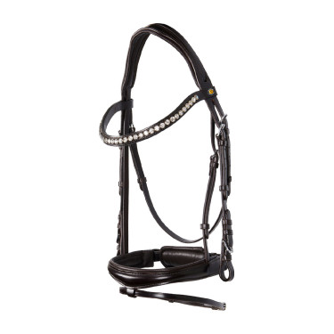 Briglia inglese Equestro in pelle con strass nuova Marrone scuro
