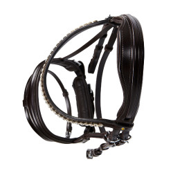 Briglia inglese Equestro in pelle con strass nuova Marrone scuro