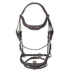 Briglia inglese in morbida pelle Equestro con impunture decorative Marrone scuro