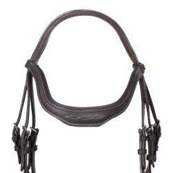 Briglia inglese in morbida pelle Equestro con impunture decorative Marrone scuro