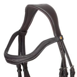 Briglia inglese in morbida pelle Equestro con impunture decorative Marrone scuro