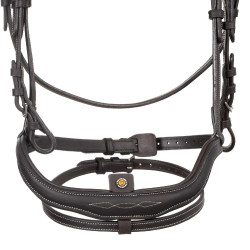 Briglia inglese in morbida pelle Equestro con impunture decorative Marrone scuro