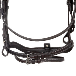Briglia inglese in morbida pelle Equestro con impunture decorative Marrone scuro