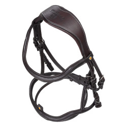 Briglia inglese in morbida pelle Equestro con impunture decorative Marrone scuro