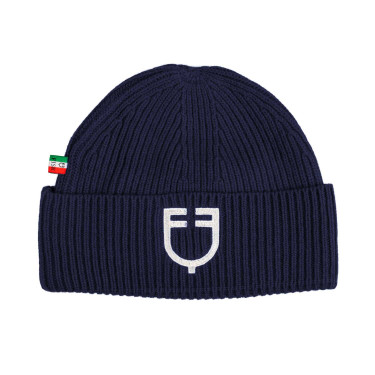Cappello unisex in maglia a coste Equestro x FISE Blazer marine Blu marino