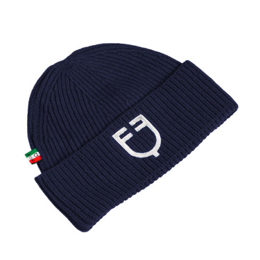 Cappello unisex in maglia a coste Equestro x FISE Blazer marine Blu marino