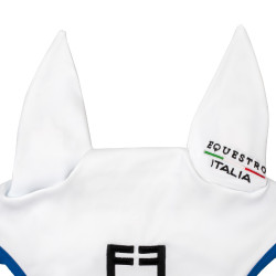 Cuffia Equestro x FISE in tessuto tecnico Bianco / blu di Savoia Cuffia Equestro x FISE in tessuto tecnico Bianco / blu di Savoia