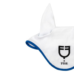 Cuffia Equestro x FISE in tessuto tecnico Bianco / blu di Savoia Cuffia Equestro x FISE in tessuto tecnico Bianco / blu di Savoia